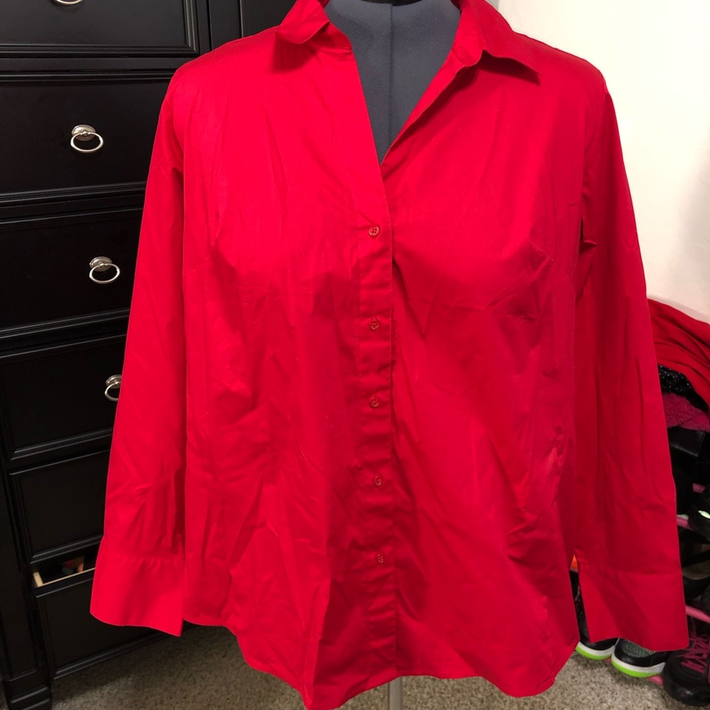 Deep red button down shirt